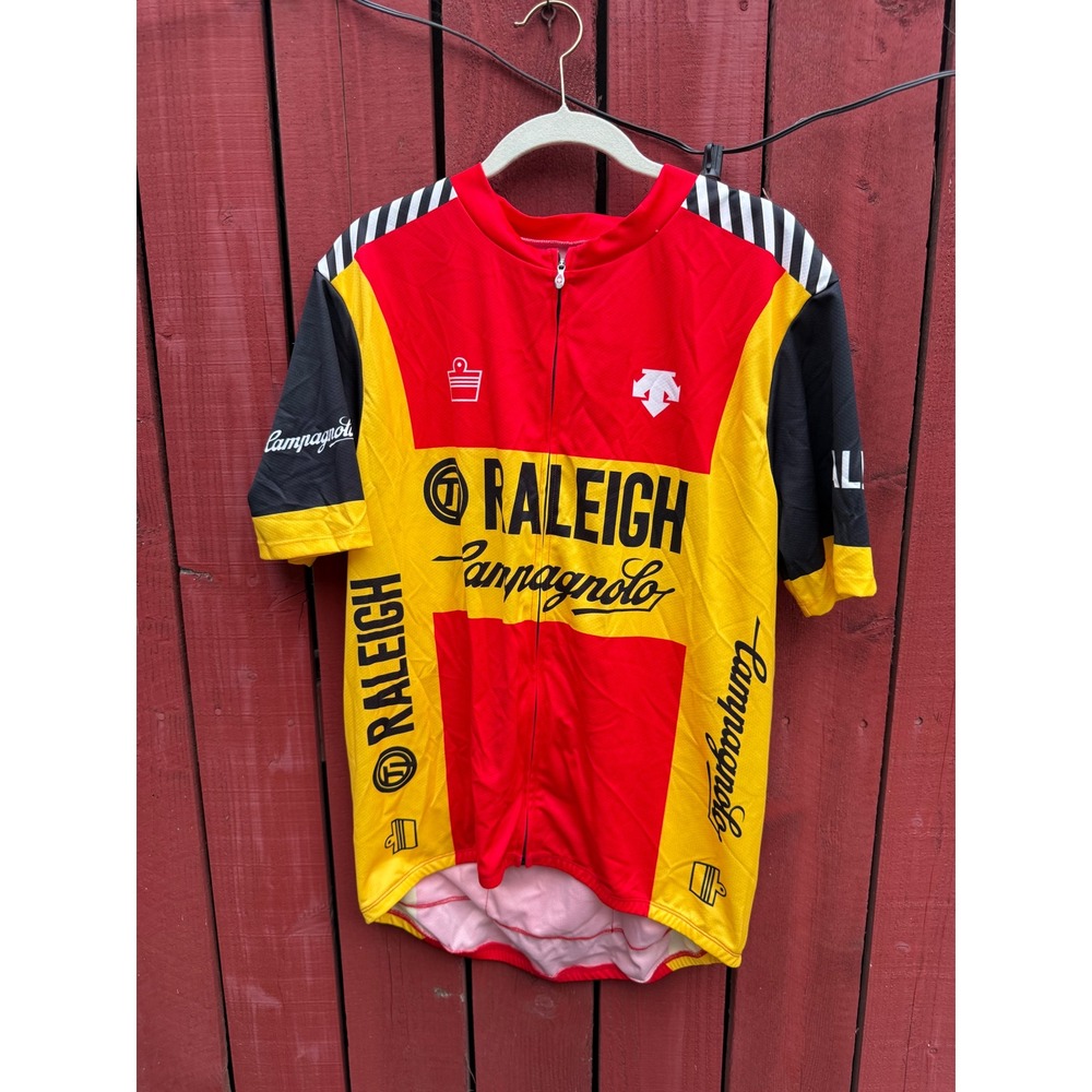 Descente Raleigh Campagnolo Cycling Jersey Men's XXL Red Yellow Black Full Zip